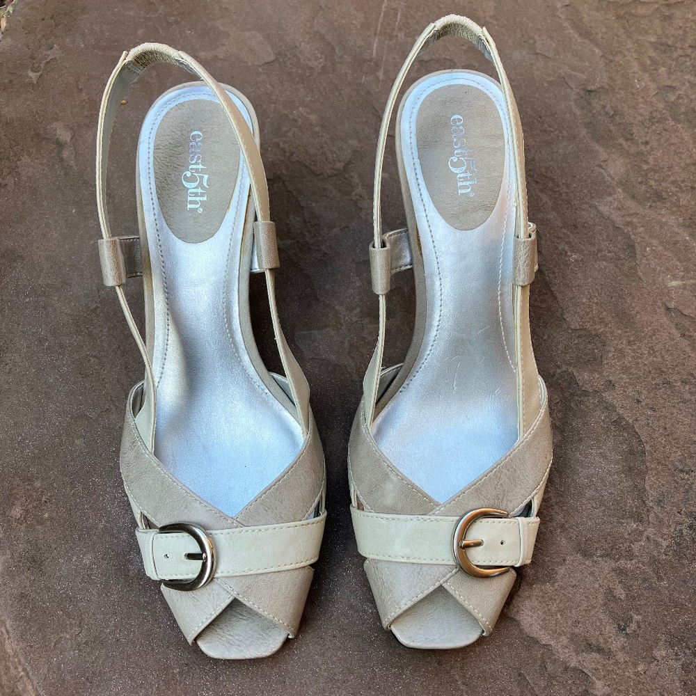 Slingback Heels Pumps Cream Size 7.5